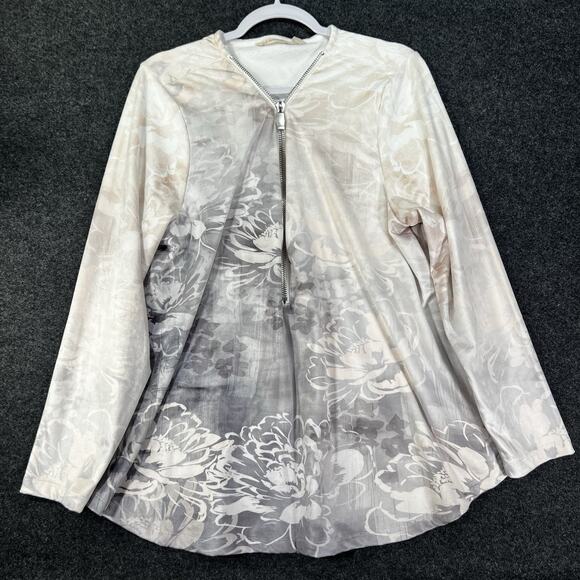 Soft Surroundings Corrina Floral Tunic Top 1X 1/4 Zip Faux Micro Mink Velour - Picture 1 of 4